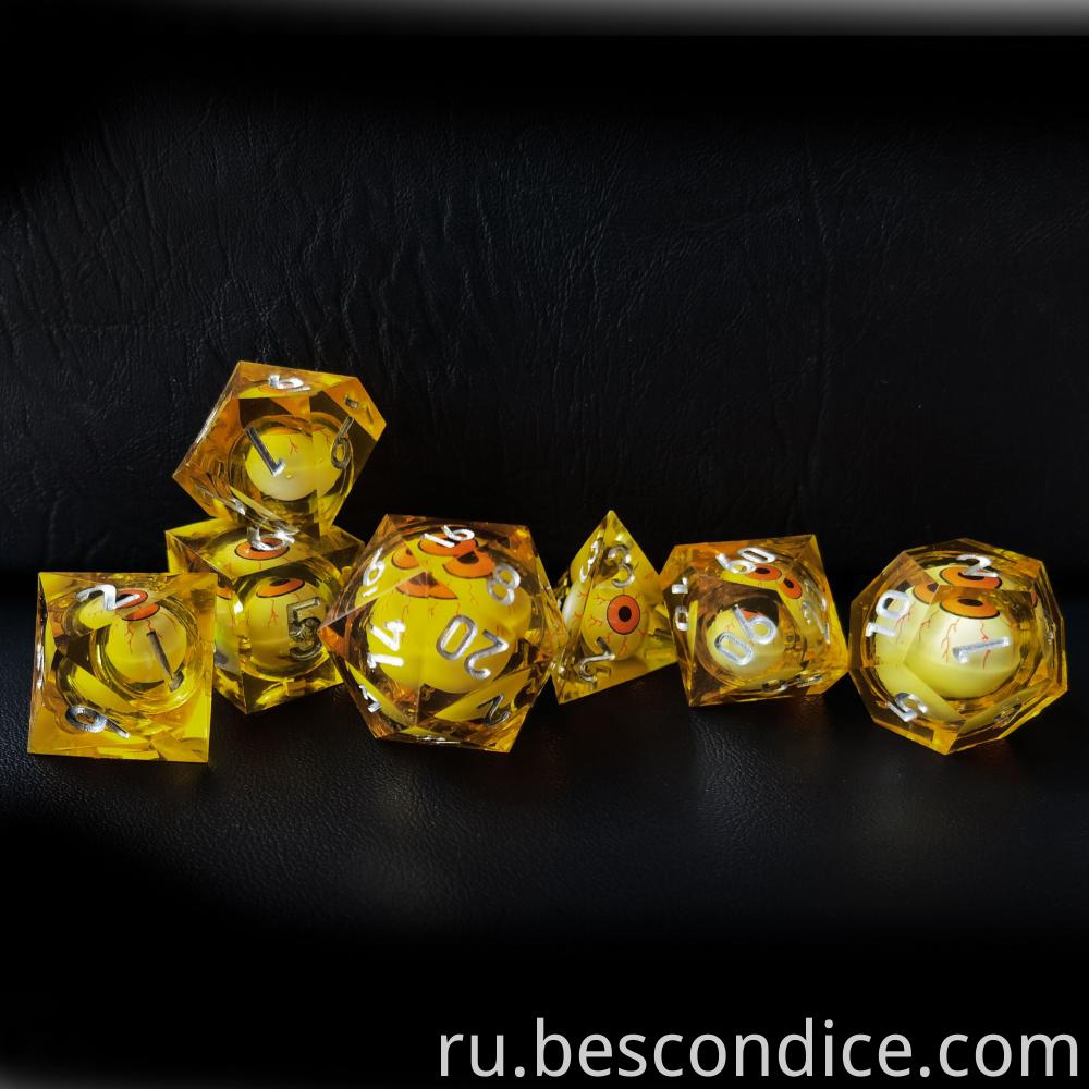 Liquid Core Sharp Edge Resin Polyhedral Dnd Dice Set 2